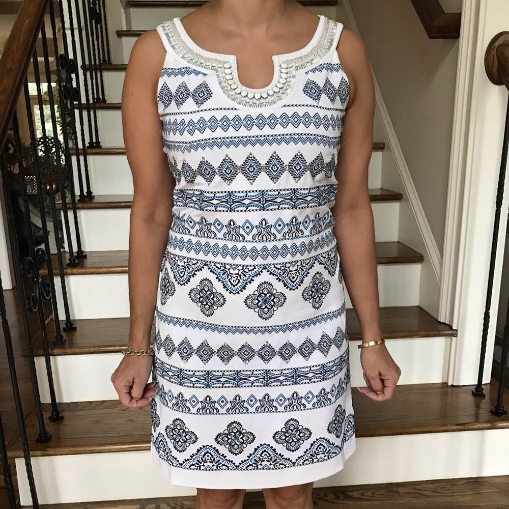 Embroidered Shift Dress